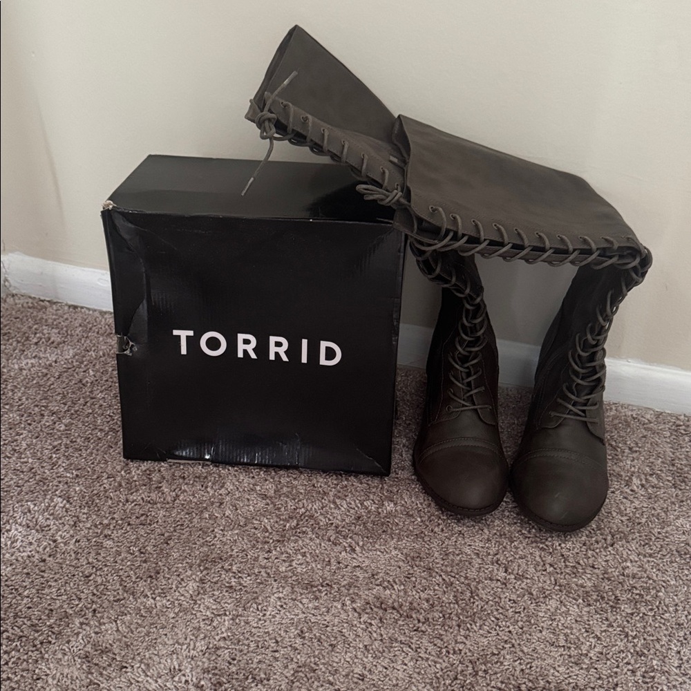 Torrid Charcoal Lace-Up Tall Boots